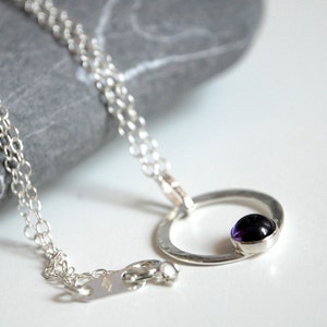 Amethyst Silver Necklace Sterling Silver chain and pendant and amethyst cabochon image 2