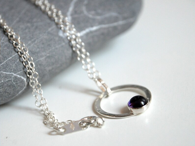 Amethyst Silver Necklace Sterling Silver chain and pendant and amethyst cabochon image 2