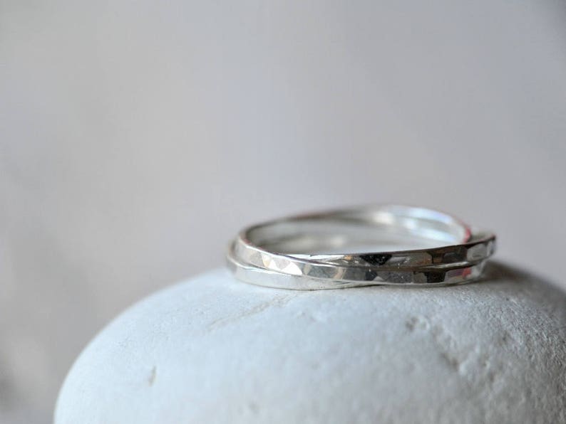 Sterling Silver three loops ring, three rings looped together, man and unisex image 4