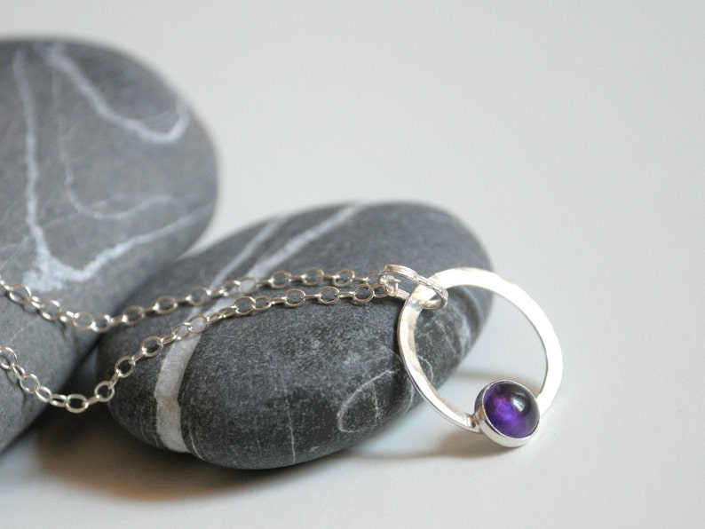 Amethyst Silver Necklace Sterling Silver chain and pendant and amethyst cabochon image 4