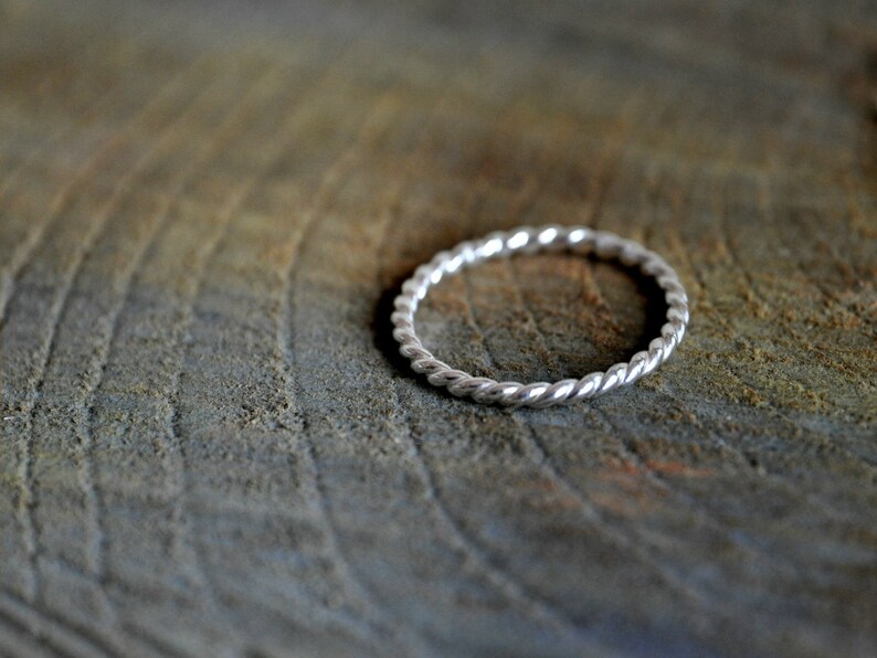 Rope Sterling Silver Ring Twisted and Stackable Made to | Etsy
