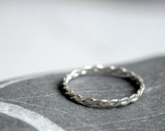 Braided Sterling silver ring - stackable - Made To Order