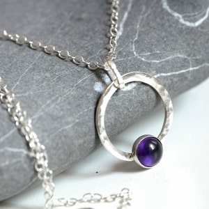 Amethyst Silver Necklace Sterling Silver chain and pendant and amethyst cabochon image 1