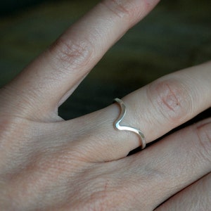 Chevron Sterling silver ring stacking ring or solitaire image 3