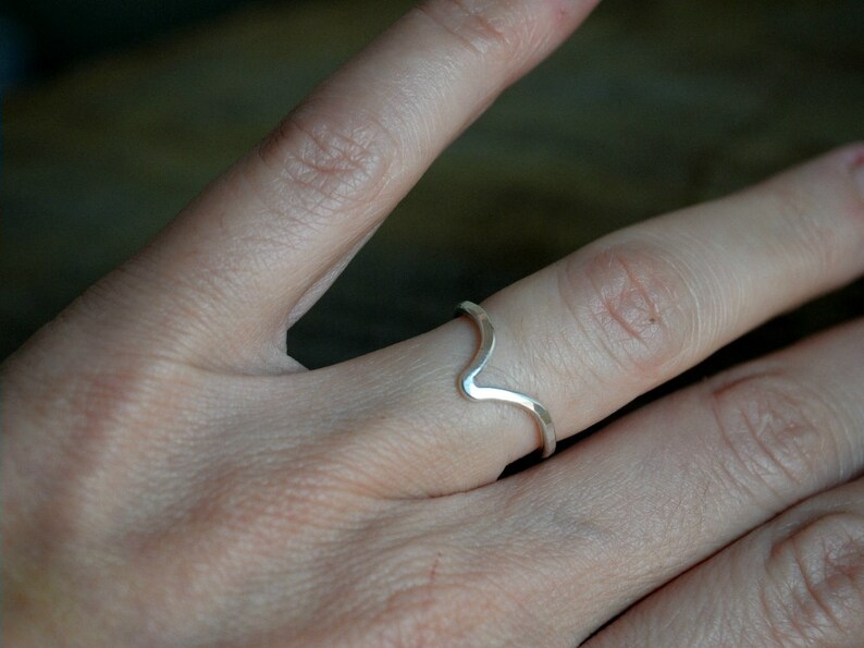 Chevron Sterling silver ring stacking ring or solitaire image 3