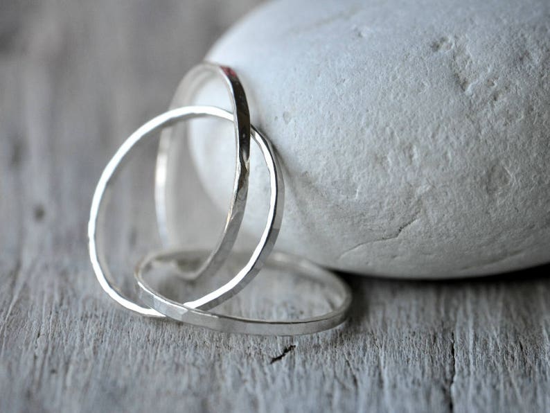 Sterling Silver three loops ring, three rings looped together, man and unisex image 2