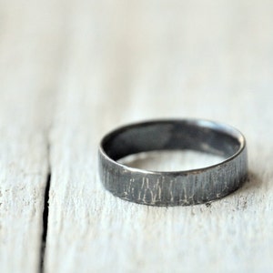 Oxidized Sterling Silver Band, Custom Stamping on the inside available, man and unisex