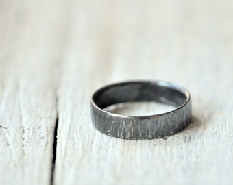 Oxidized Sterling Silver Band, Custom Stamping on the inside available, man and unisex