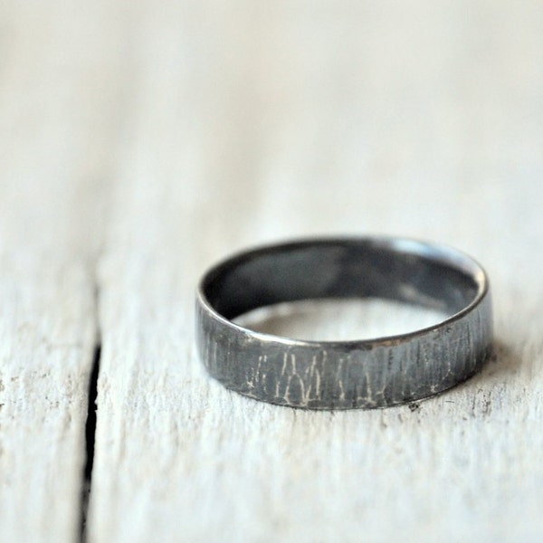 Oxidized Sterling Silver Band - Custom Stamping on the inside available - man and unisex