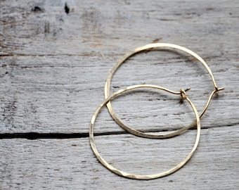 Gold Filled Hoop Earrings, medium size, golden hoops.