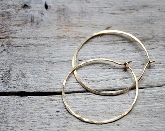 Gold Filled Hoop Earrings, medium size, golden hoops.