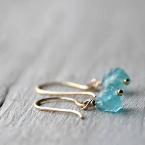 Gold Filled Dangle Earrings with Apatite raw beads image 10