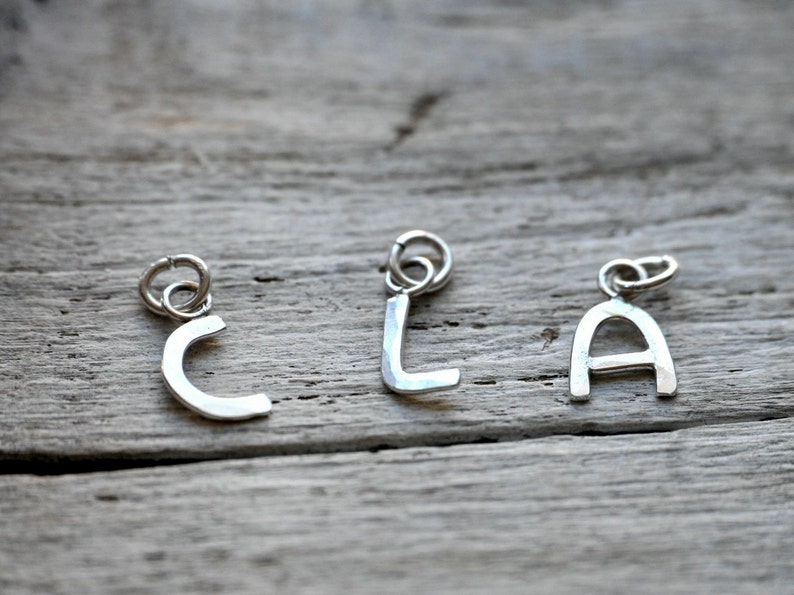 Letter Charm sterling silver, ONE custom initial, handmade image 4