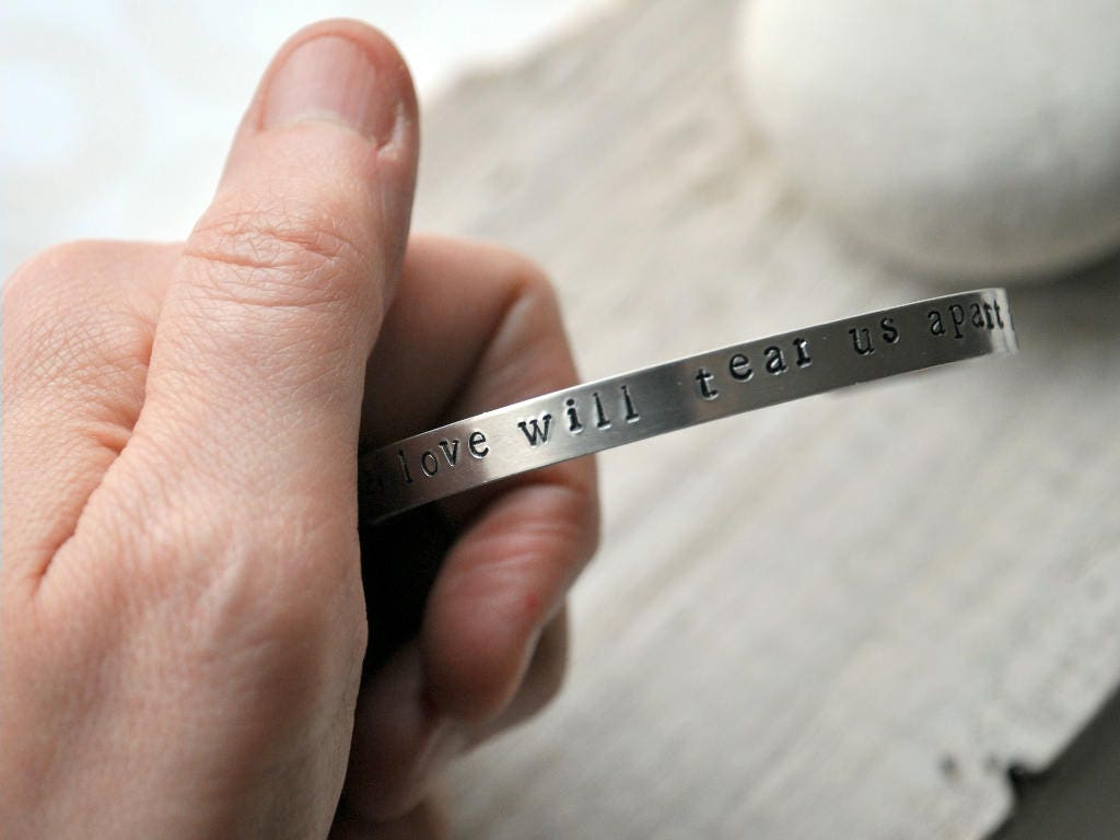 Personalised Aluminium Bangle your phrase song lyrics book Etsy