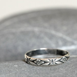 Patterned Sterling silver ring stackable Made To Order image 5