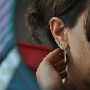 Sterling Silver Minimal Earrings, urban look, simple, elegant, dainty, dangle, Made to order image 6