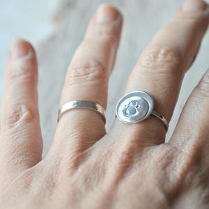 Sterling silver ring with personalised stamping, custom letters and symbols, your personal message, MADE TO ORDER image 4