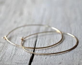 14kt Gold Filled Hoop Earrings: Hammered Texture, Extra Large (2")
