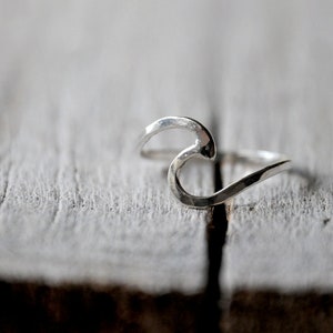 Wave Sterling silver ring, stacking ring or solitaire image 1