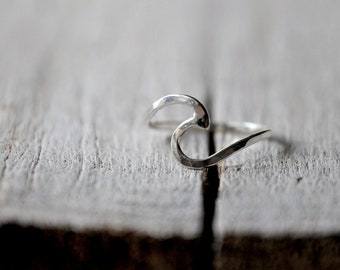 Wave Sterling silver ring, stacking ring or solitaire