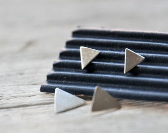 Triangle and Arrow Earrings, sterling silver ear jacket post earrings