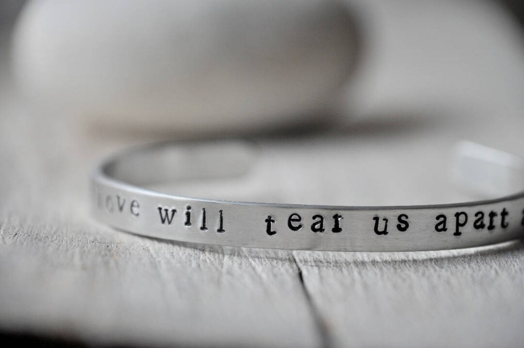 Personalised Aluminium Bangle, Your Phrase, Song Lyrics, Book Quote