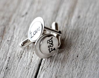 Personalised Round Cufflinks Sterling Silver, with initials, monograms or symbols