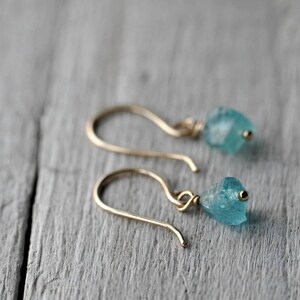 Gold Filled Dangle Earrings with Apatite raw beads image 9