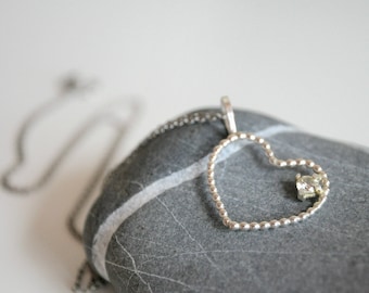 Buy Sterling Silver Heart Pendant Necklace With Heart and Cubic 