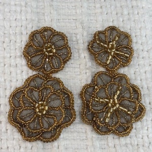 Handmade gold beaded flower earrings