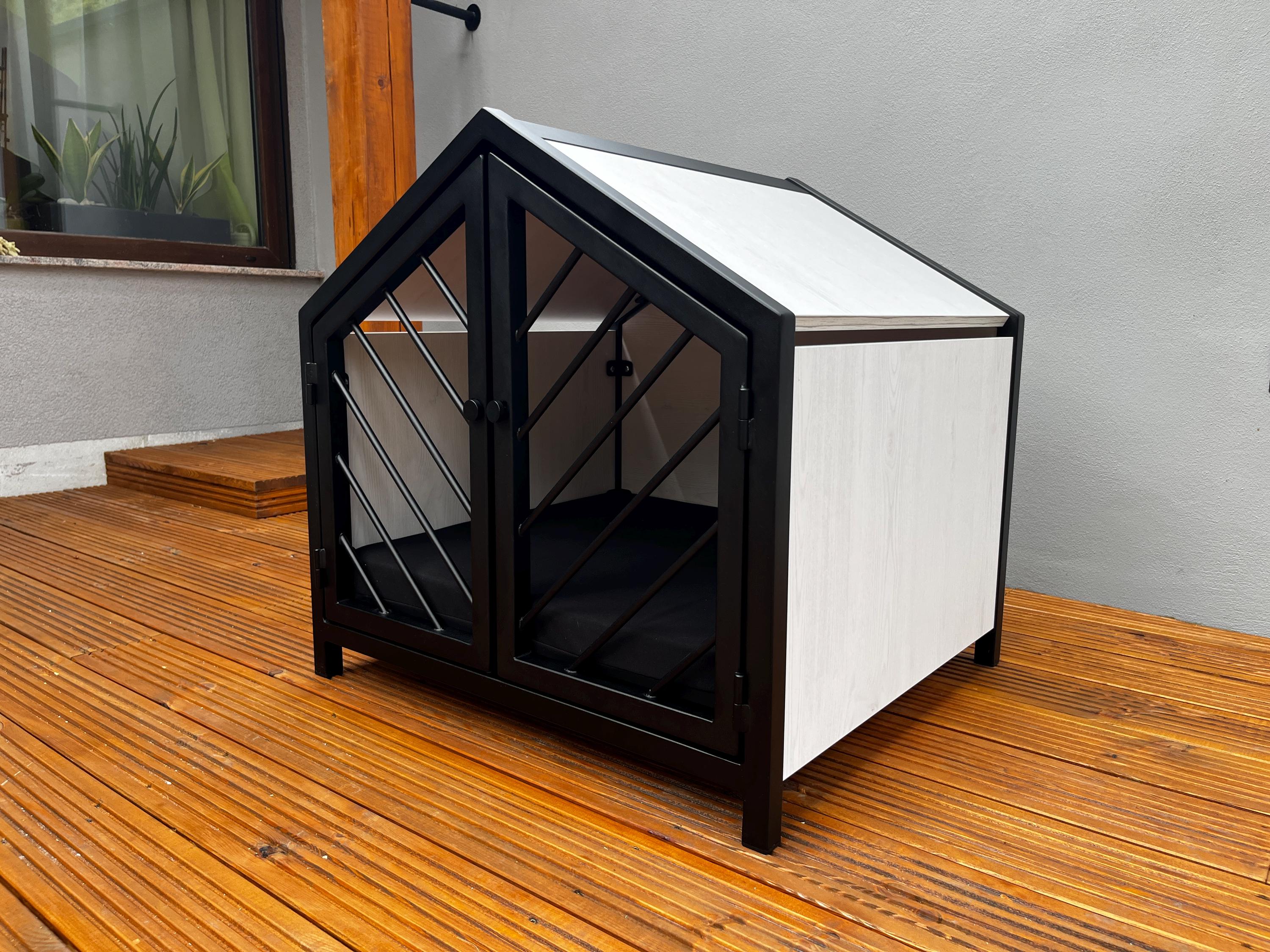 Stylish Dog Crate With Wood and Free Cushion - Etsy - Stylish Rattan Dog Crate With Floral Patterns