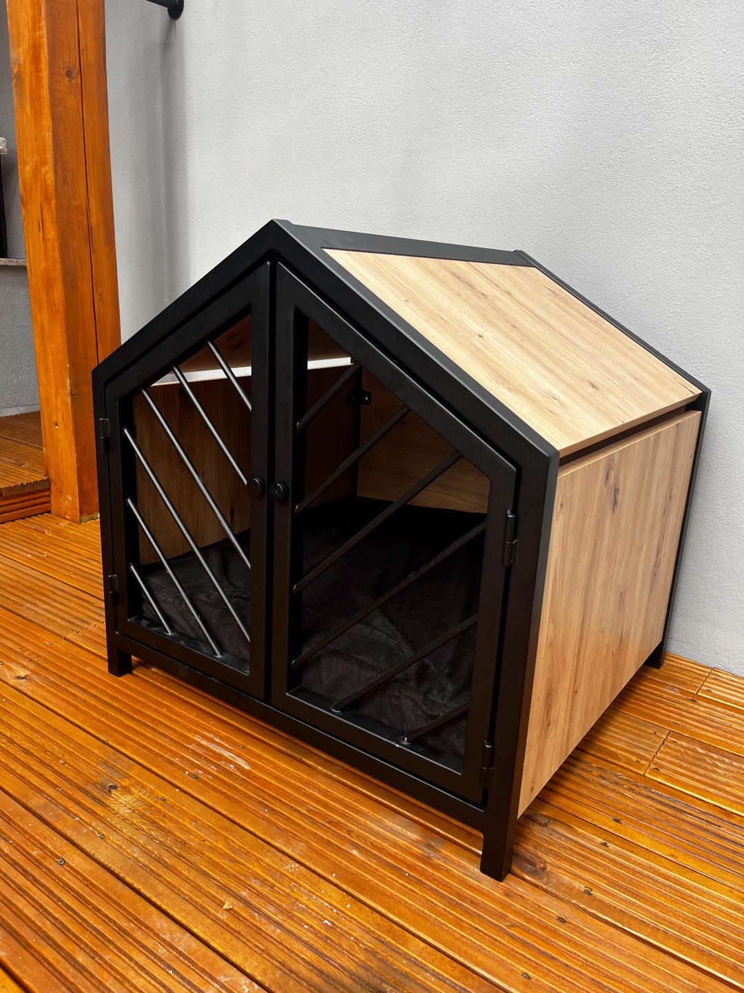 Stylish Dog Crate With Oak Wood and Free Cushion - Etsy