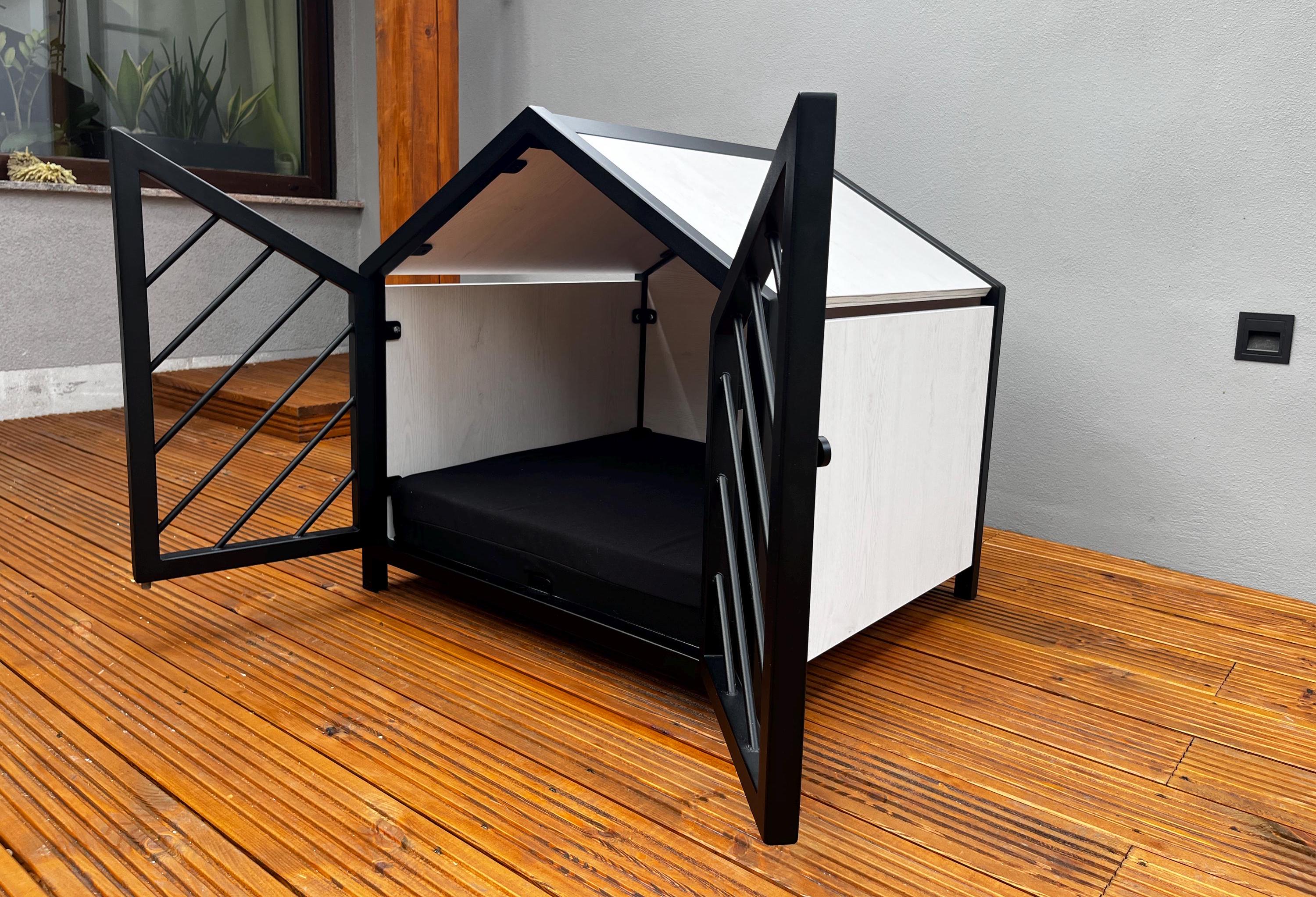 Stylish Dog Crate With Wood and Free Cushion - Etsy - Designer Dog Crate Liners With Studded Accents