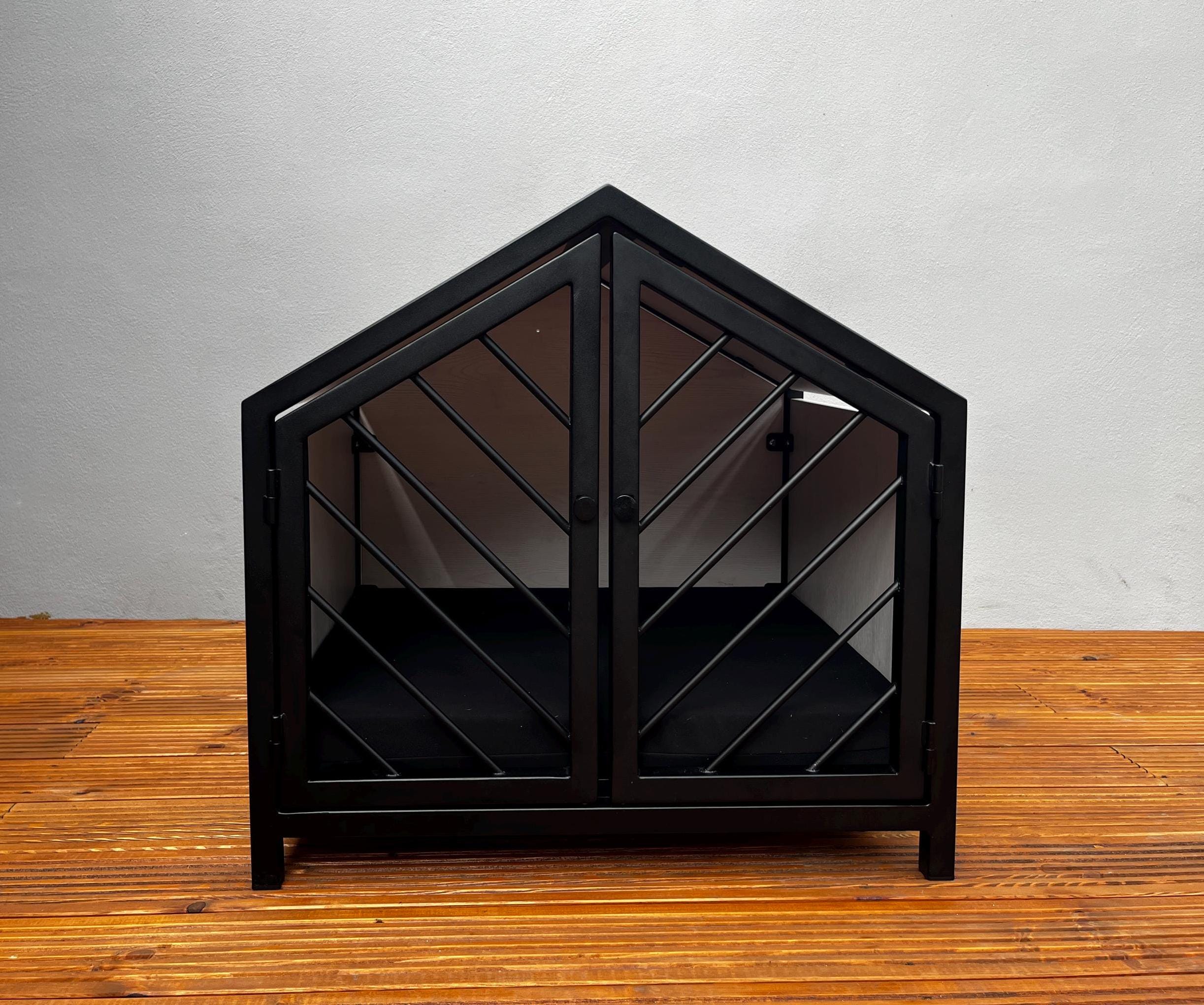 Stylish Dog Crate With Wood and Free Cushion - Etsy - Stylish Rattan Dog Crate With Floral Patterns