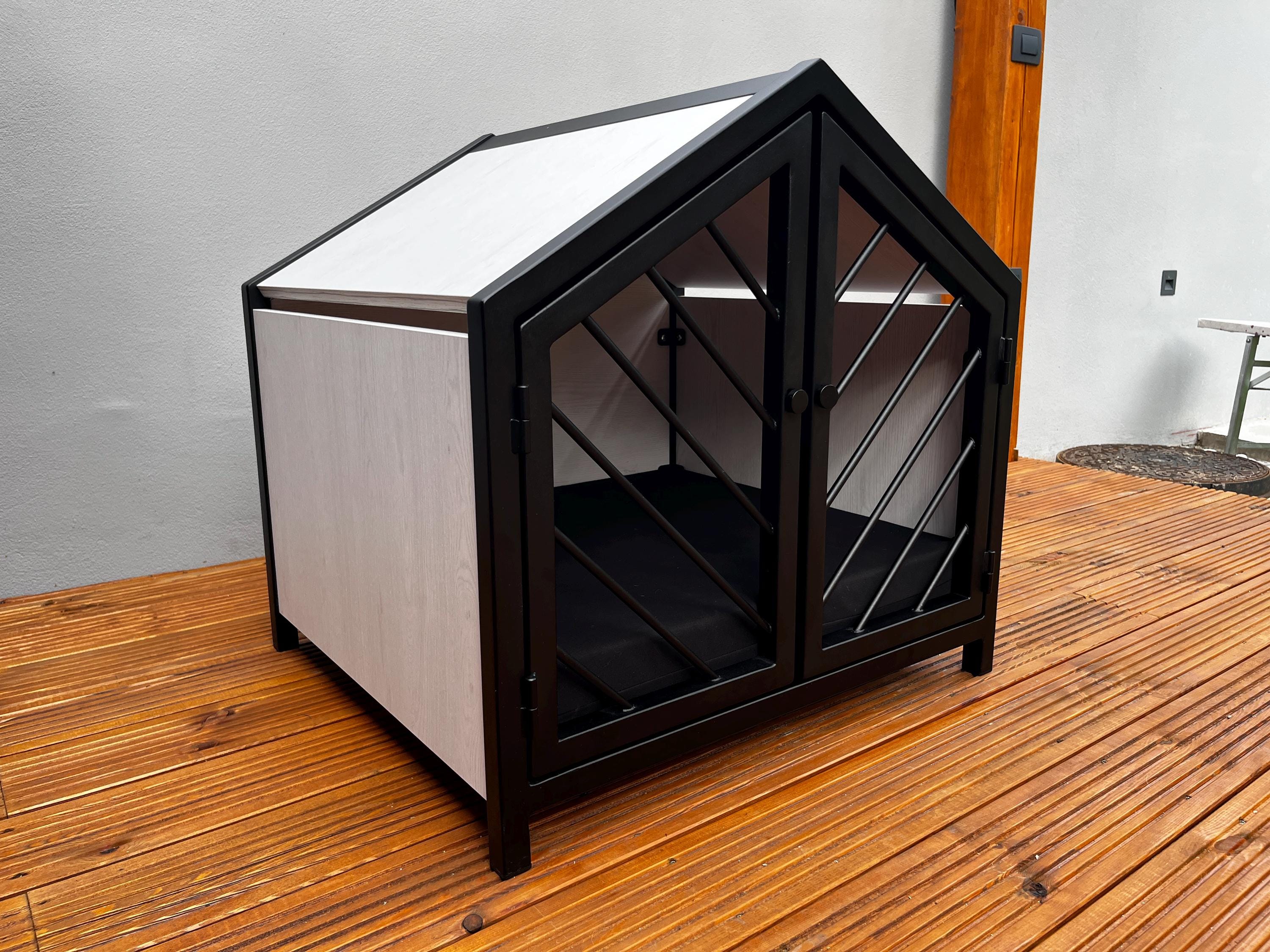 Stylish Dog Crate With Wood and Free Cushion - Etsy - Stylish Rattan Dog Crate With Floral Patterns