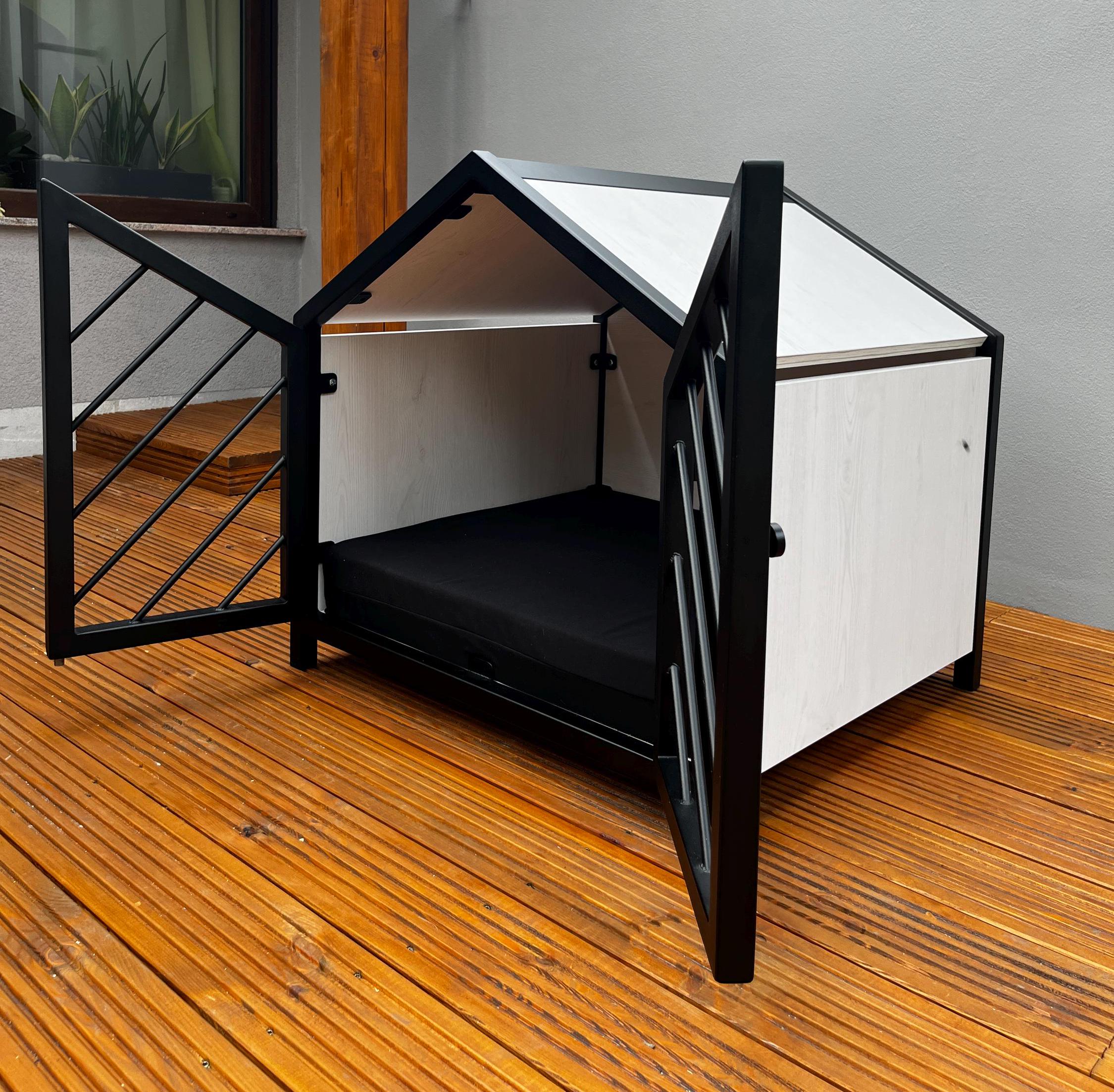 Image showcasing Stylish Dog Crate With Wood and Free Cushion - Etsy