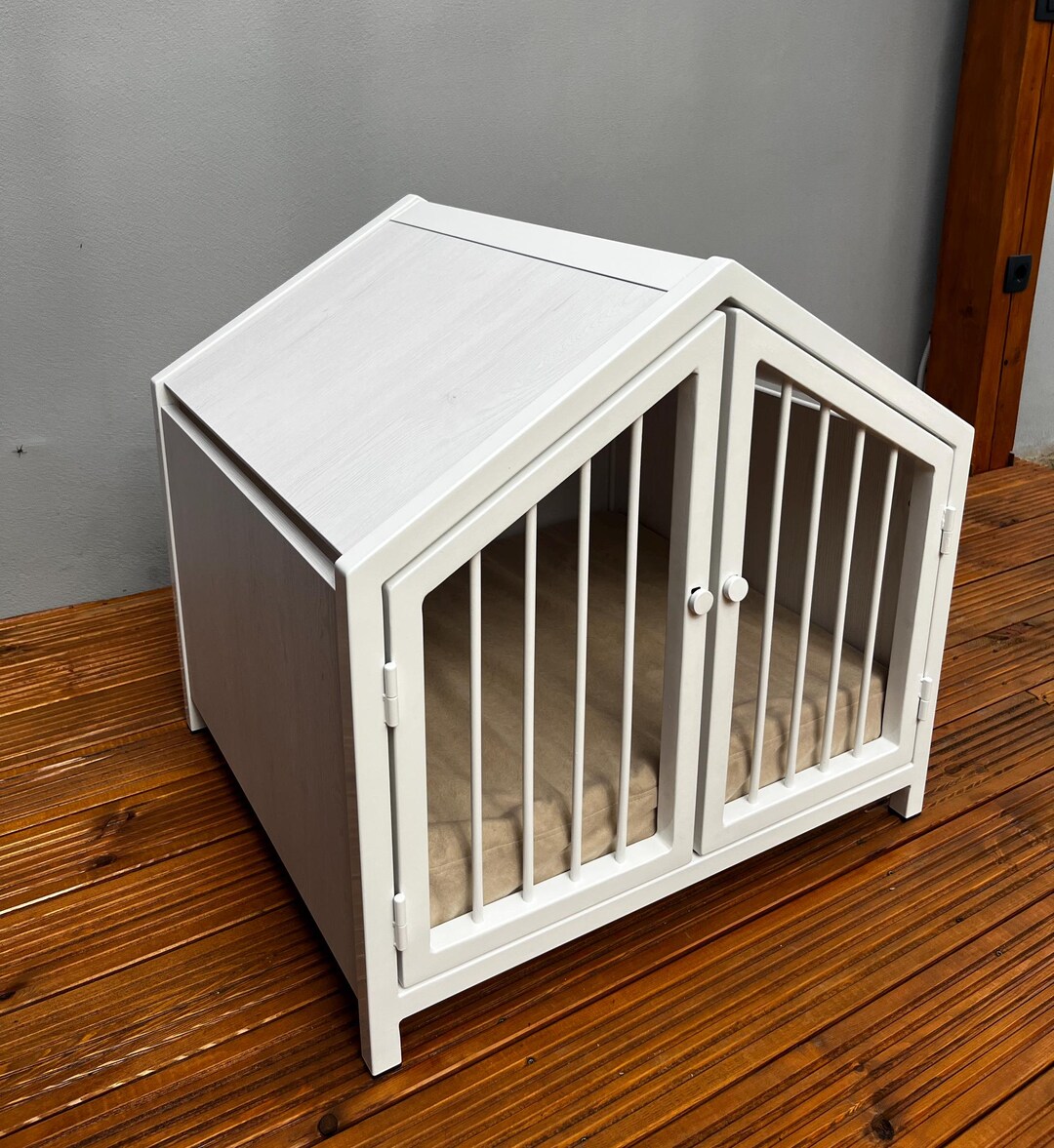 Stylish Dog Crate With Wood and Free Cushion - Etsy