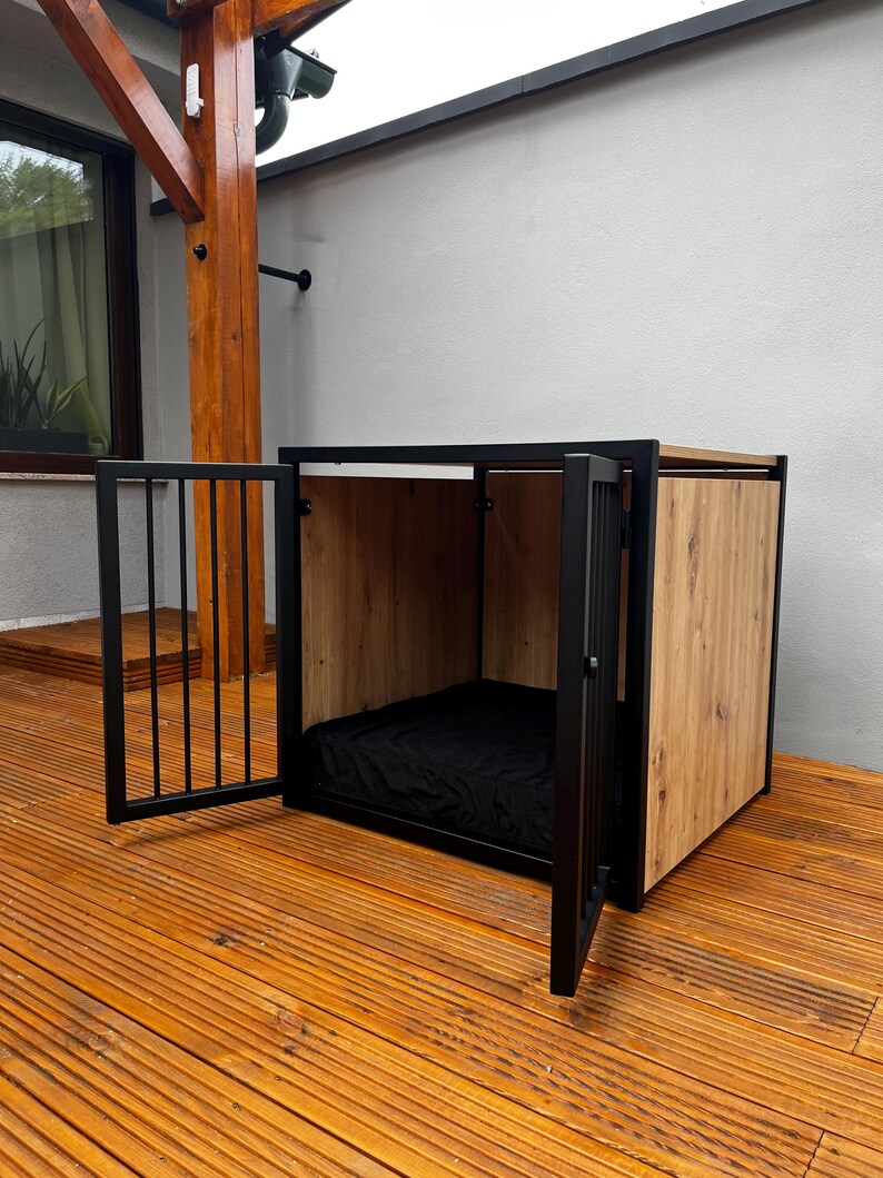 Modern Dog and House With Oak Wood and a FREE Ergonomic Cotton Cushion ... - Ergonomic Dog Crate Frame Designs For Apartments