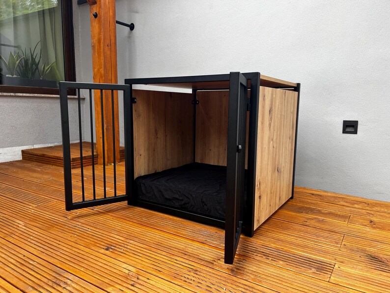 View of Modern Dog and House With Oak Wood and a FREE Ergonomic Cotton Cushion ...