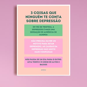 3 Things that Ninguém Te Conta sobre a Depressão – Educational Poster on Mental Health | Conscientização e Apoio | Digital Wall Art