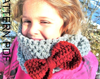 PDF Knitting PATTERN  The DENİSE Cozy  Cowl  for girl (Toddler ,Valentines Day  Child,  Adult sizes )  Easy Beginner Knitting  Pattern