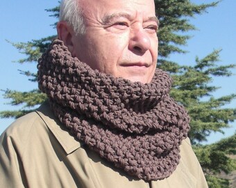 Men's Chunky Knit Cowl Pattern: Easy Beginner Scarf (PDF Pattern)
