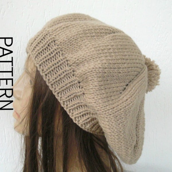 Beret  Knitting Pattern Instant Download Knit Hat Pattern Digital Pattern  by Ebruk Pom pom Beanie  -Intermediate women winter accessories