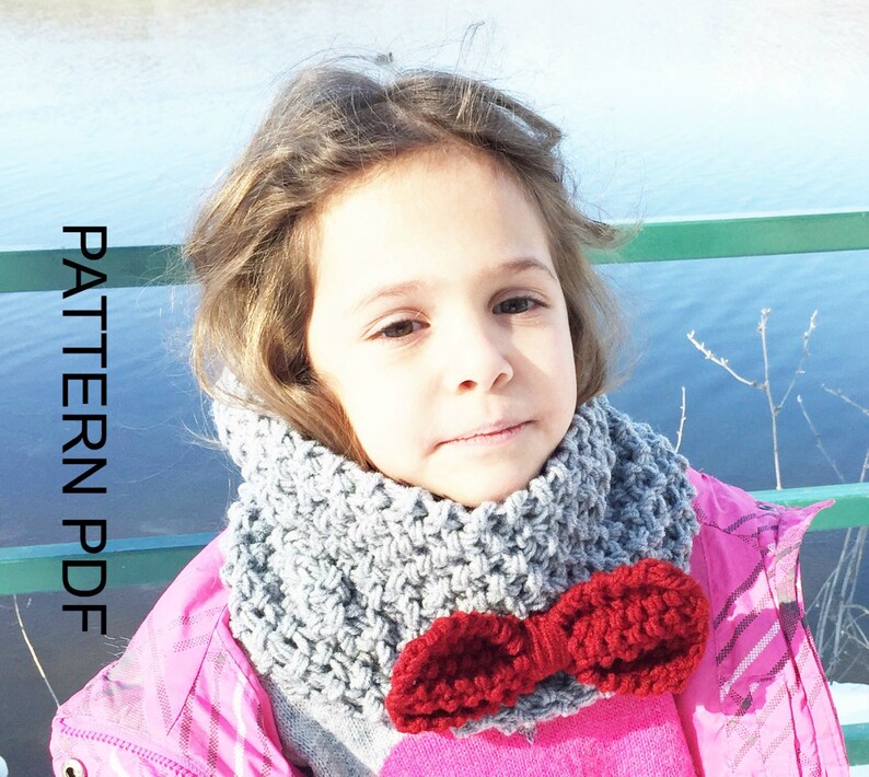 PDF Knitting PATTERN the DENİSE Cozy Cowl for Girl toddler ,valentines