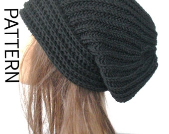 PATRÓN DE PUNTO Slouchy Hat Patrón de punto para mujeres Patrón de gorro de punto Sombrero de moda Tejido de punto PATRÓN Brioche Stitche sombrero Patrón