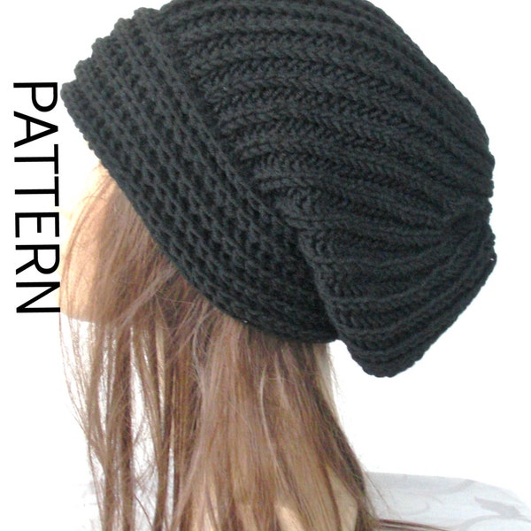 KNITTING PATTERN  Slouchy Hat Knit  Pattern for women Knit Beanie Pattern Fashion  hat Knitting PATTERN   Brioche Stitche  hat  Pattern