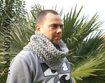 Chunky Cowl  KNITTING PATTERN   for Men   Circle Scarf  Pattern for Father  Easy Knitting    pattern Instant download Pattern  for him Men