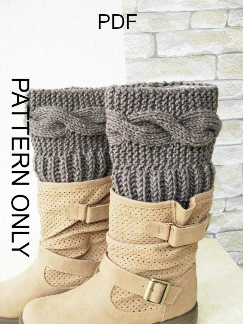 Knitting Pattern Boot Cuffs Legwarmer For Women Dıy Cable Knit Boot Toppers PDF Leg Warmers Pattern Instant Download Winter Knitting image 3