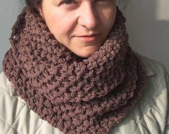 Chunky Knit Cowl Scarf PATTERN: Beginner Unisex DIY (PDF)