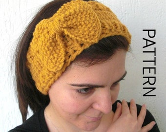 Workout  Headband  Pattern for Women  Headband Knitting  PATTERN for Girl   With Bow  DIY Beginners women headband ,HEIDI Headband